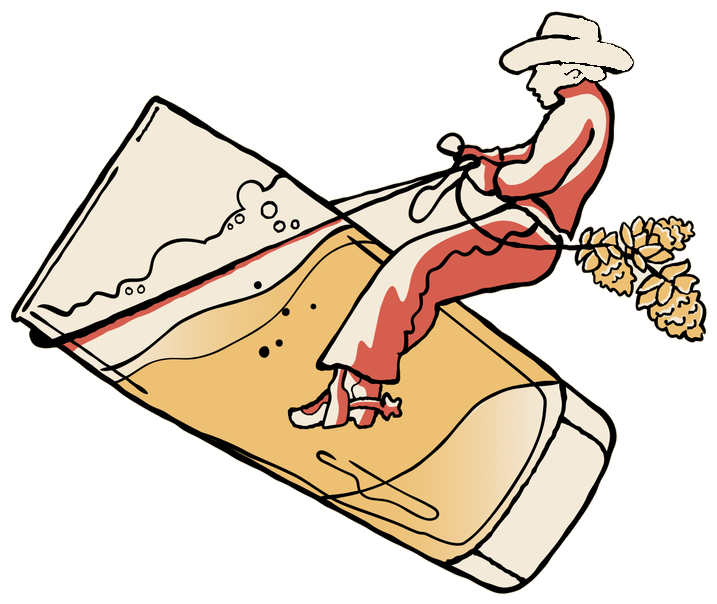 Beer Thirty cowboy riding a pint glass illustration